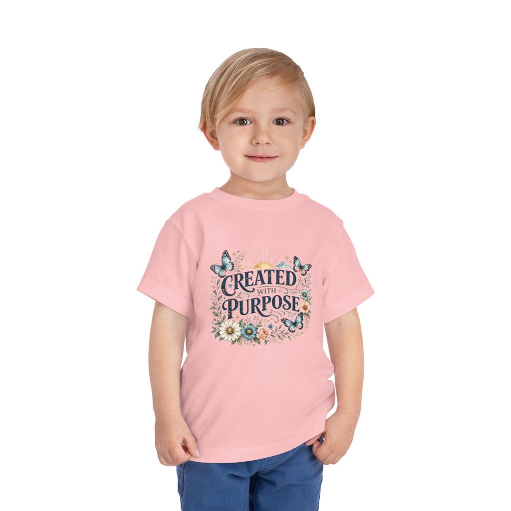 Toddler Tee — "Created With Purpose" Floral Butterfly Graphic