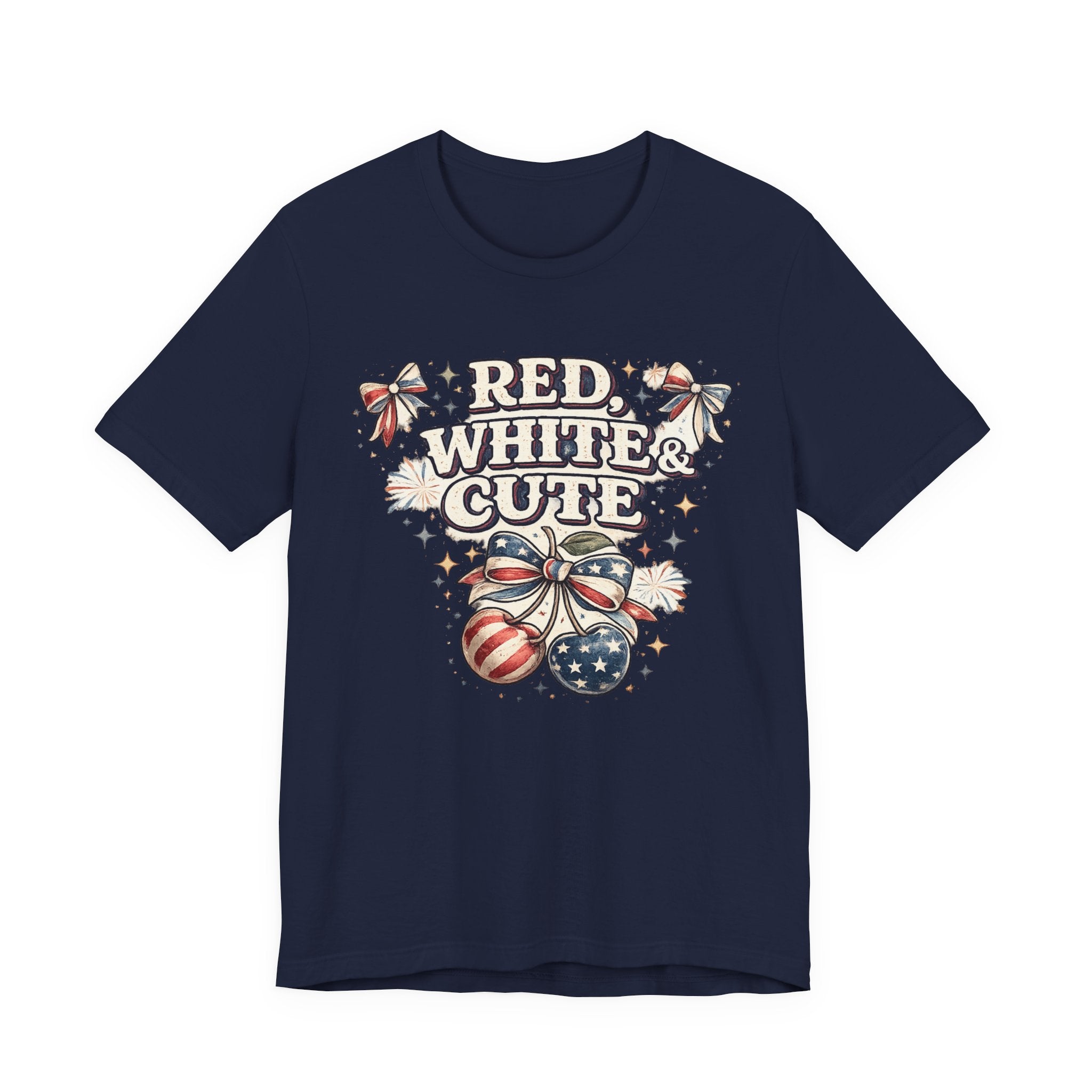 Patriotic "Red, White & Cute" Tee — 4th of July American Flag Graphic Shirt