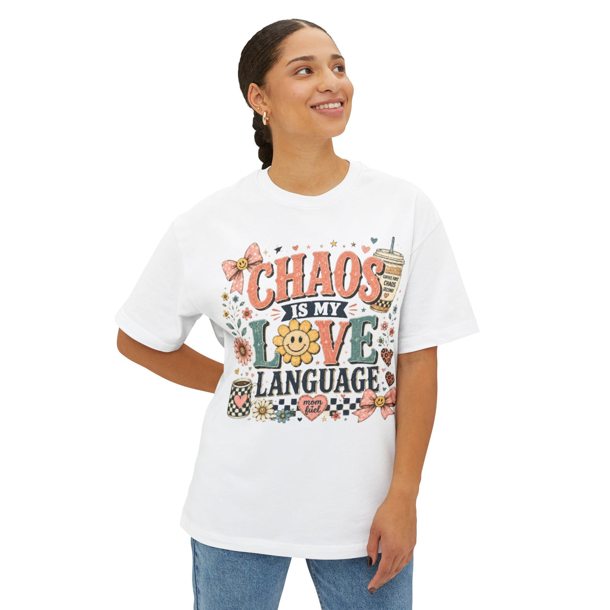 Chaos Is My Love Language T-Shirt — Cute Floral Coffee Graphic Tee
