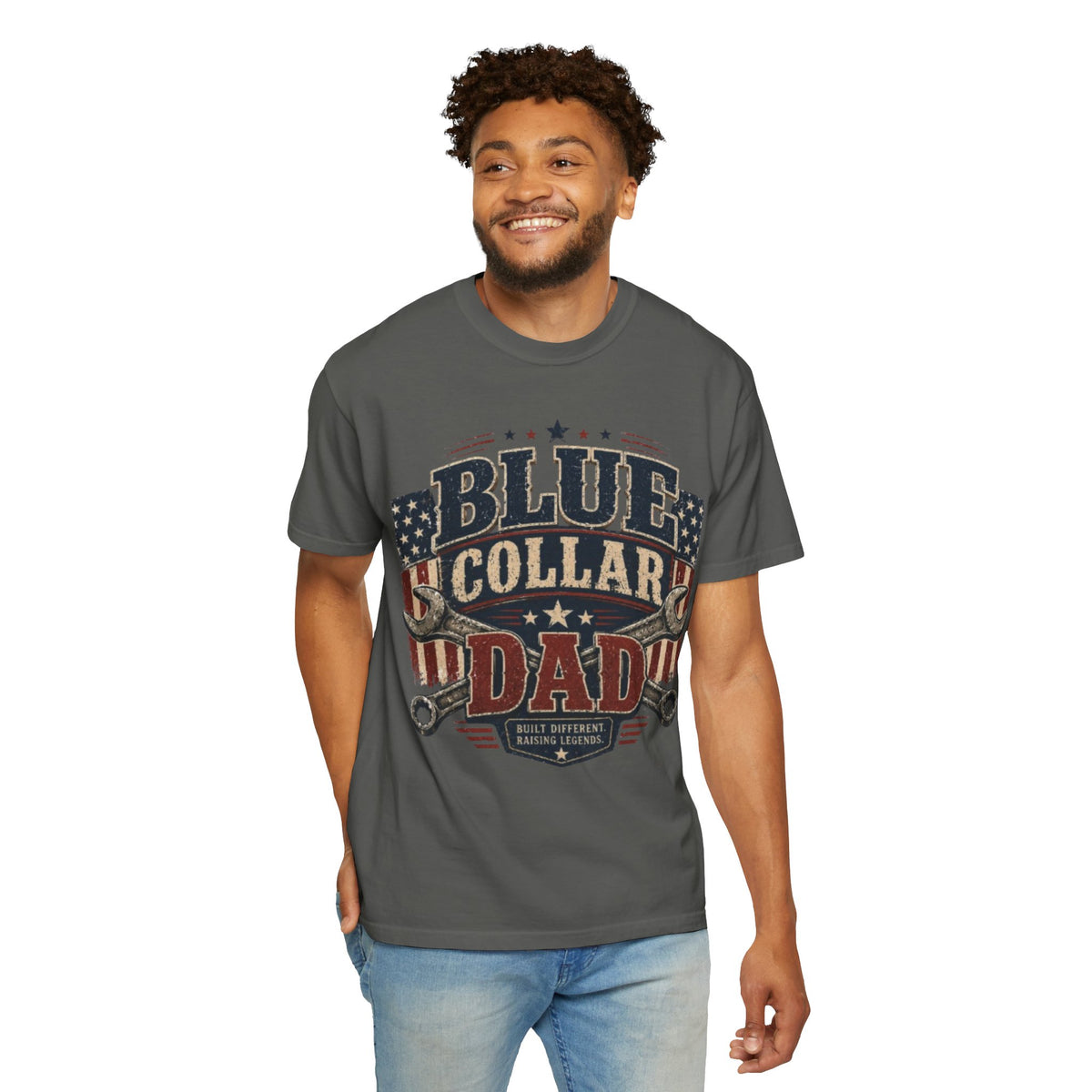 Blue Collar Dad T-Shirt — Patriotic Mechanic Father Tee