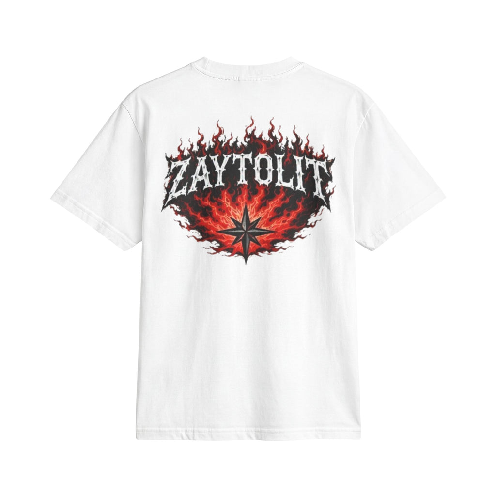 Flaming "ZAYTOLIT" Graphic T‑Shirt — Rock Band Style Tee