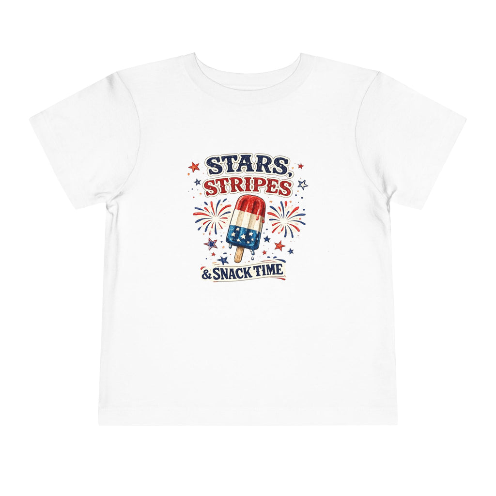 Toddler Tee - "Stars, Stripes & Snack Time" Patriotic Popsicle 4th of July Shirt