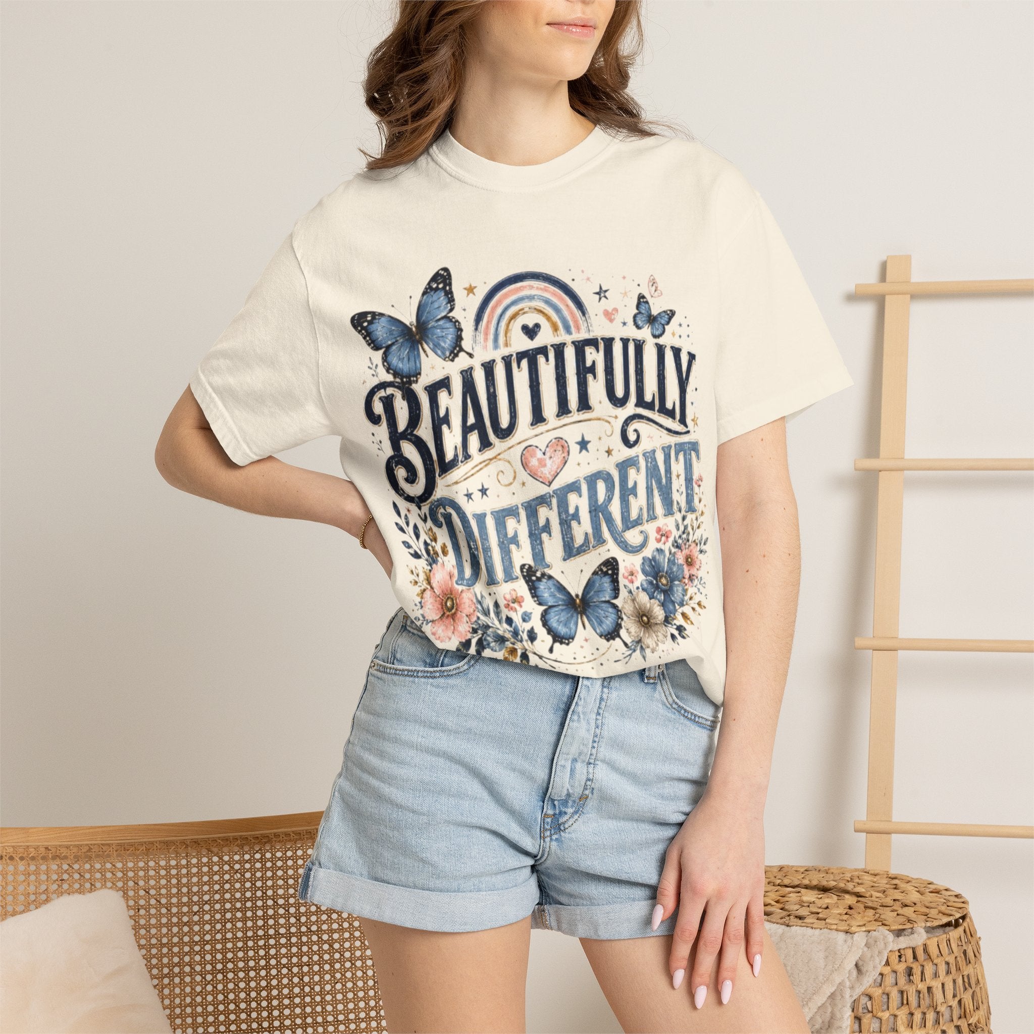Beautifully Different T-Shirt — Floral Butterfly Inspirational Tee