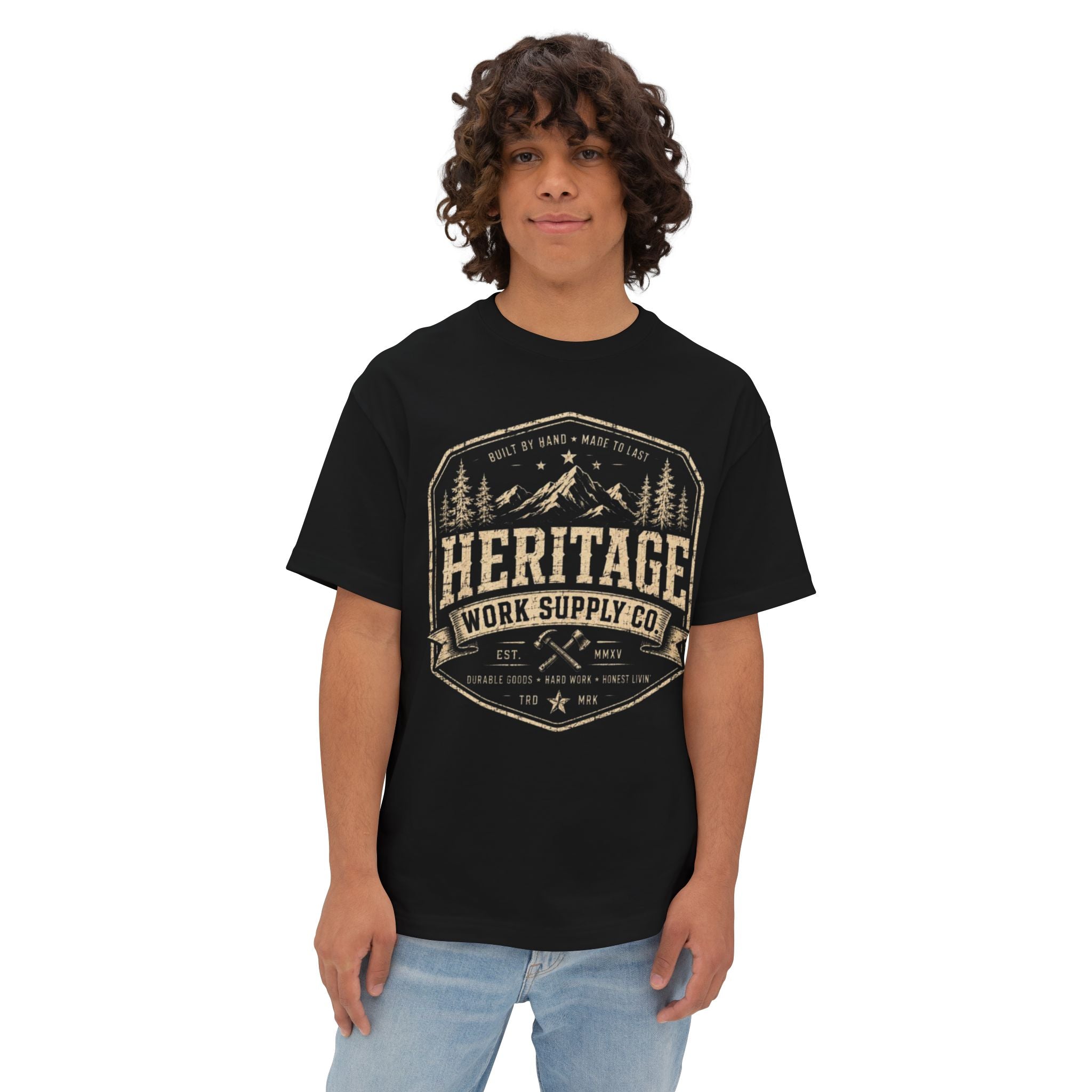 Heritage Work Supply Co. Boxy Tee — Vintage Outdoor Logo T‑Shirt