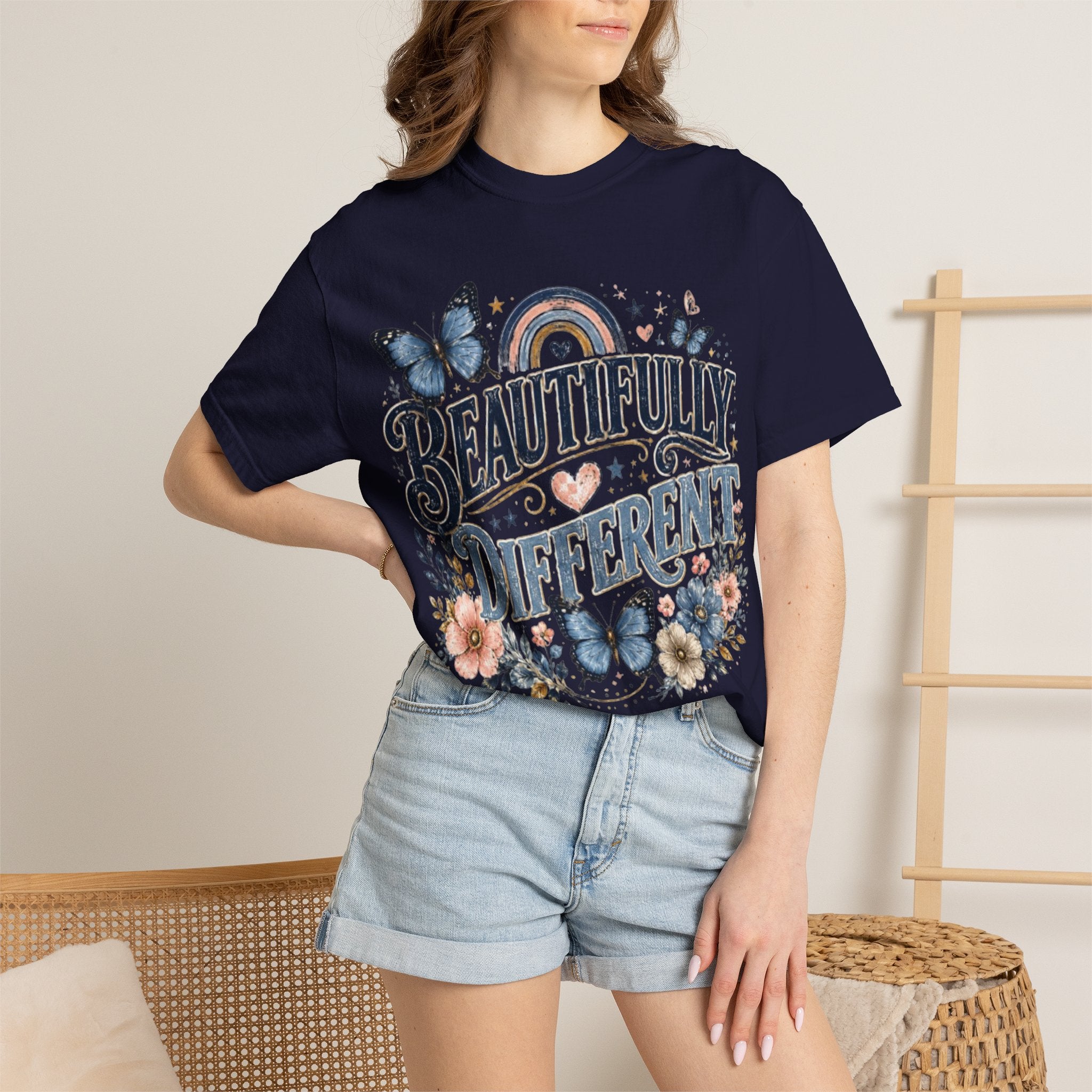 Beautifully Different T-Shirt — Floral Butterfly Inspirational Tee
