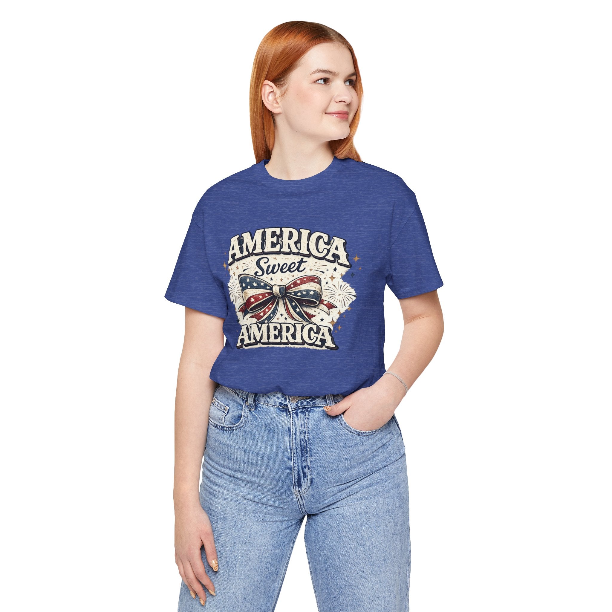 America Sweet America T-Shirt — Patriotic Fourth of July Tee with Flag Bow