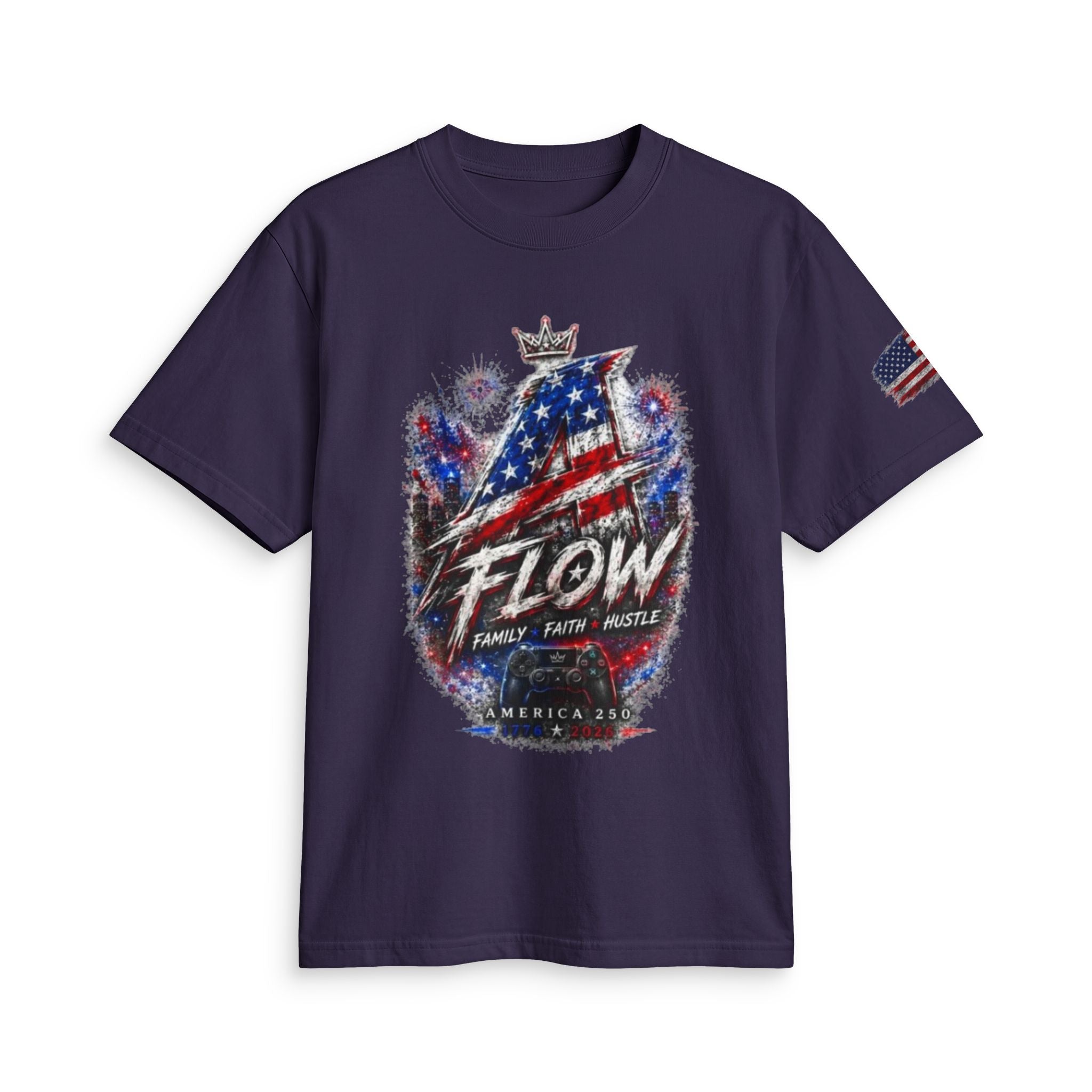Flow American Flag T-Shirt — "Family Faith Freedom" Patriotic Active Tee