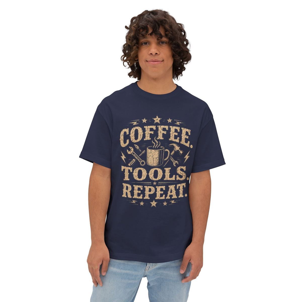 Coffee Tools Repeat Tee — Vintage Mechanic Coffee T-Shirt