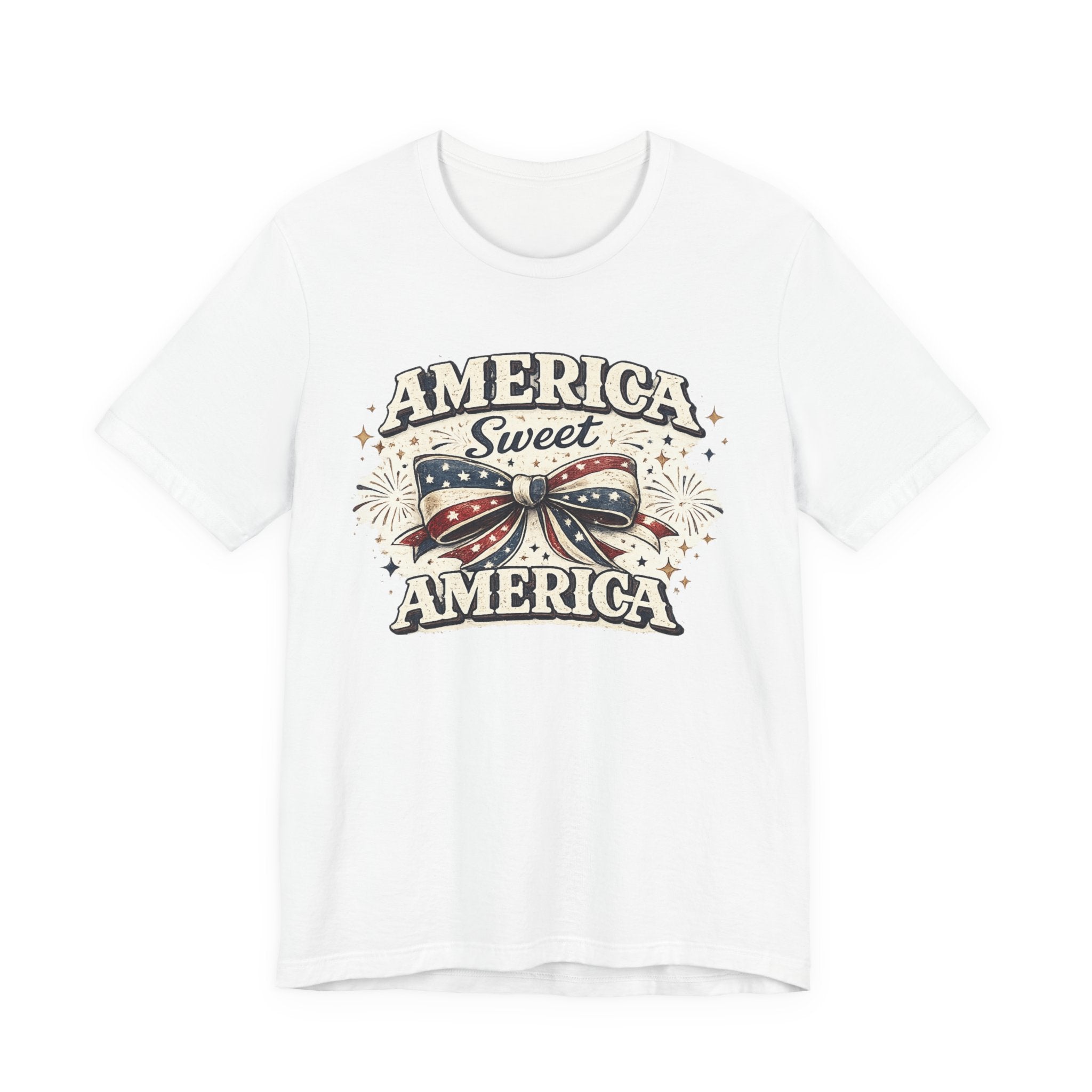 America Sweet America T-Shirt — Patriotic Fourth of July Tee with Flag Bow