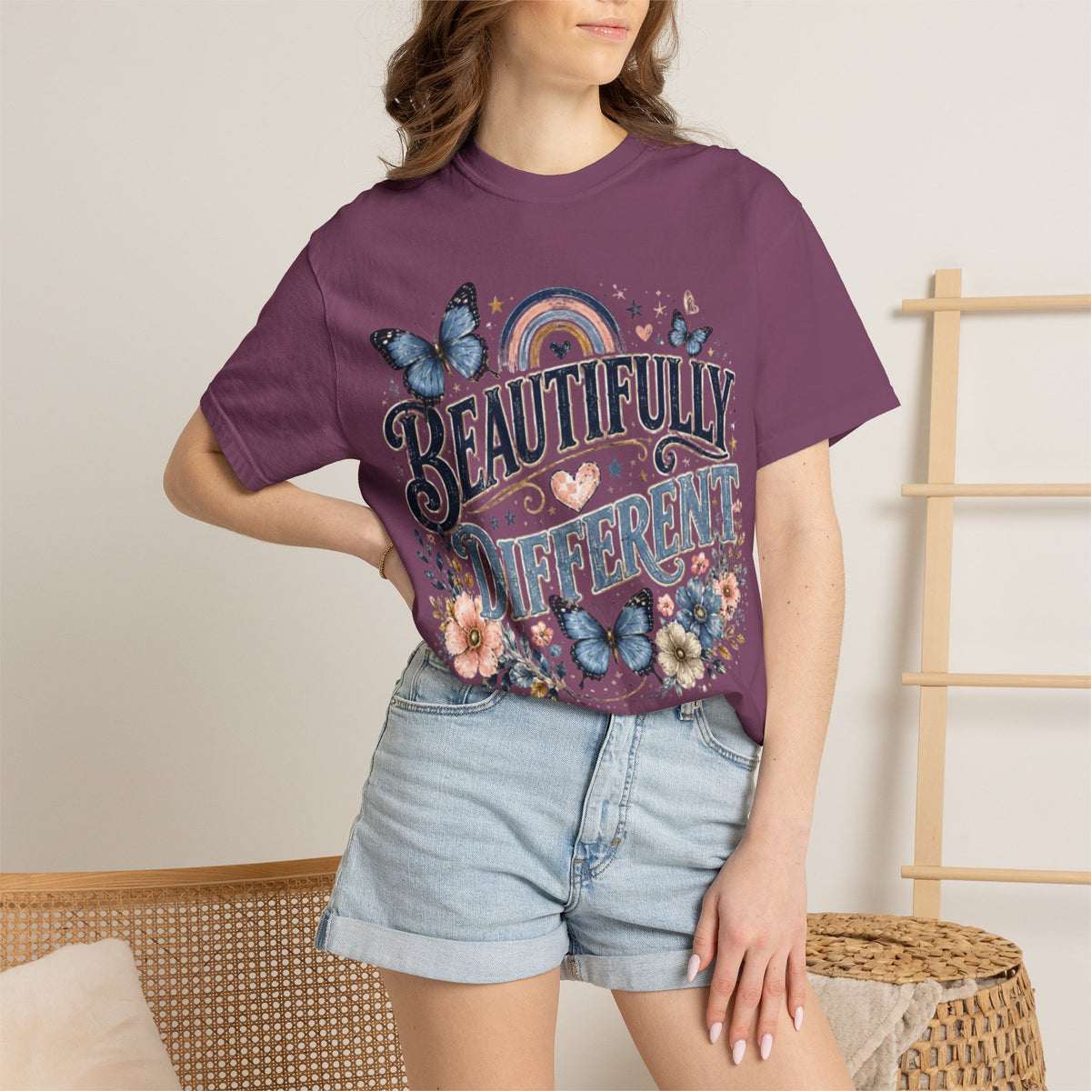 Beautifully Different T-Shirt — Floral Butterfly Inspirational Tee