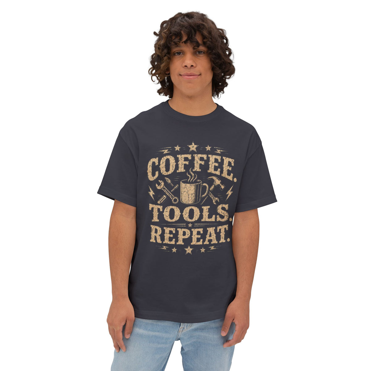 Coffee Tools Repeat Tee — Vintage Mechanic Coffee T-Shirt