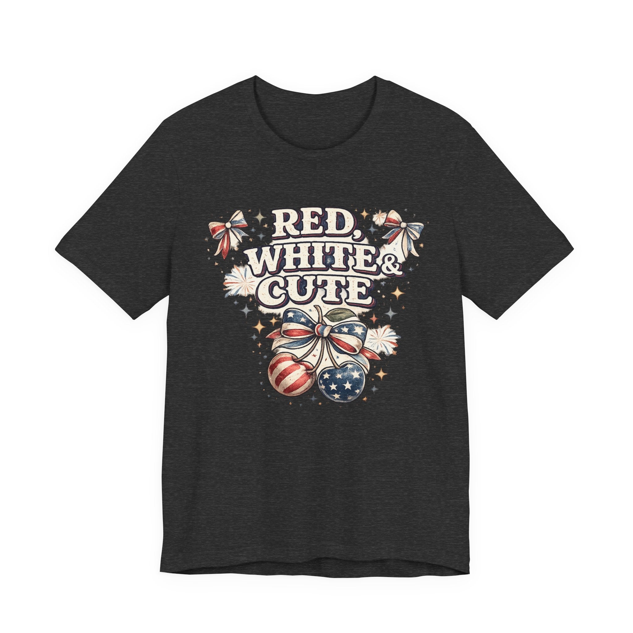 Patriotic "Red, White & Cute" Tee — 4th of July American Flag Graphic Shirt