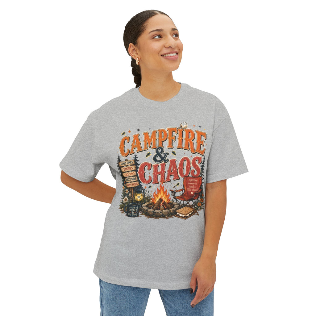 Campfire & Chaos T‑Shirt — Retro Camping Graphic Tee for Outdoorsy Souls