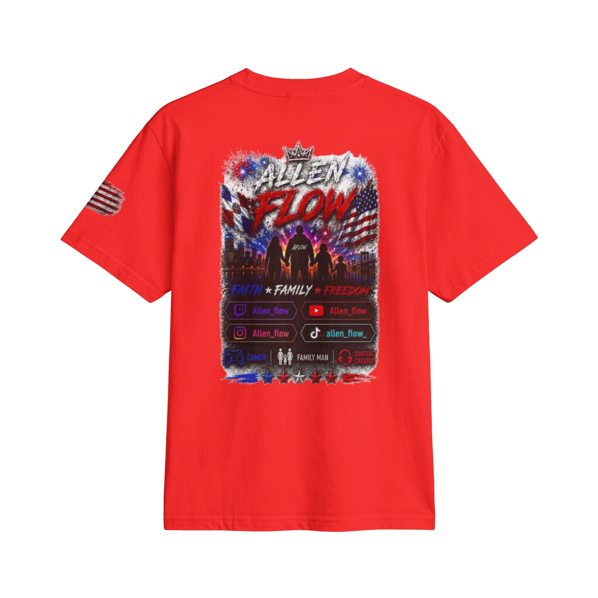 Flow American Flag T-Shirt — "Family Faith Freedom" Patriotic Active Tee