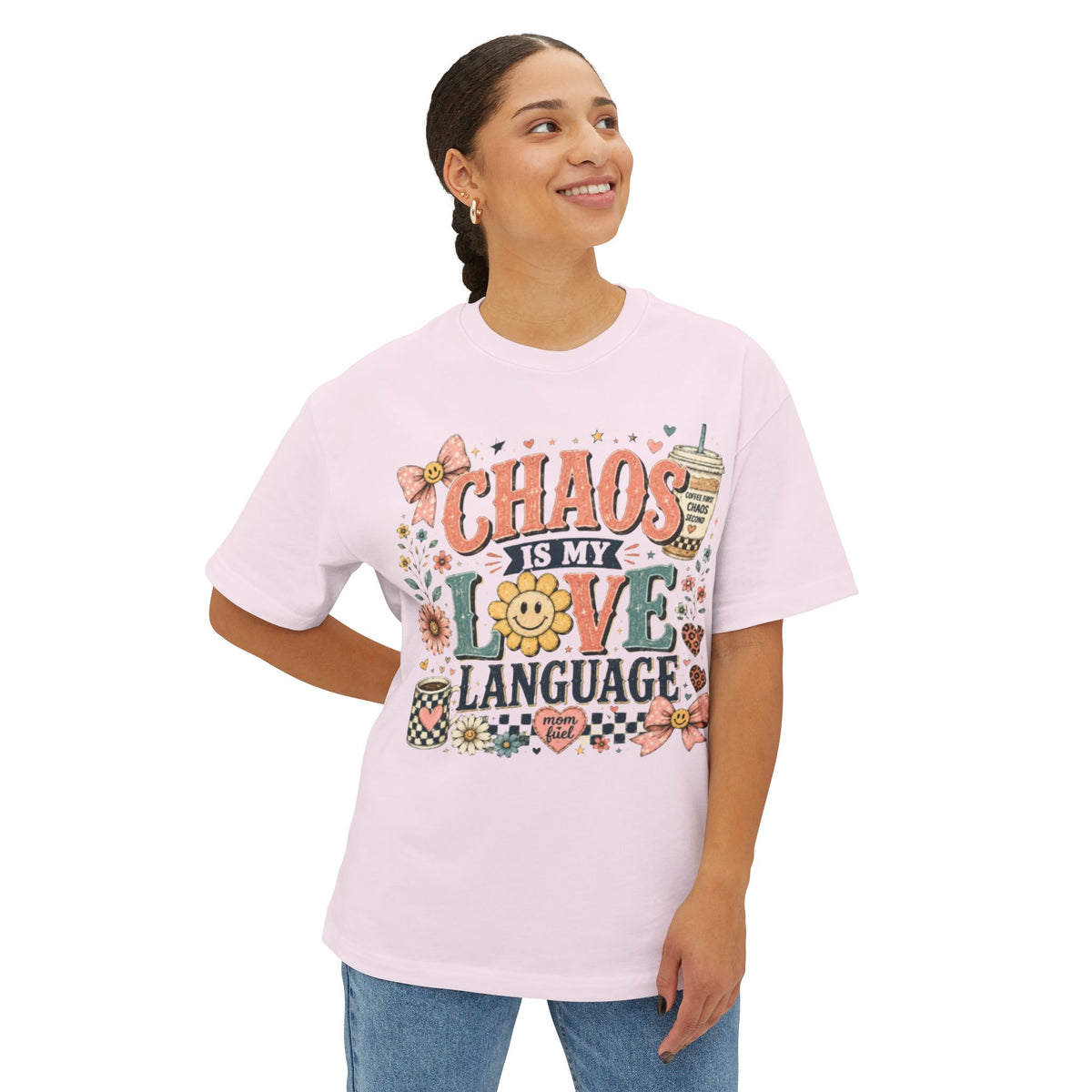 Chaos Is My Love Language T-Shirt — Cute Floral Coffee Graphic Tee