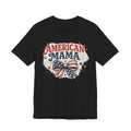 American Mama Tee — Patriotic Mom T‑Shirt with Stars & Flag Bow (4th of July)