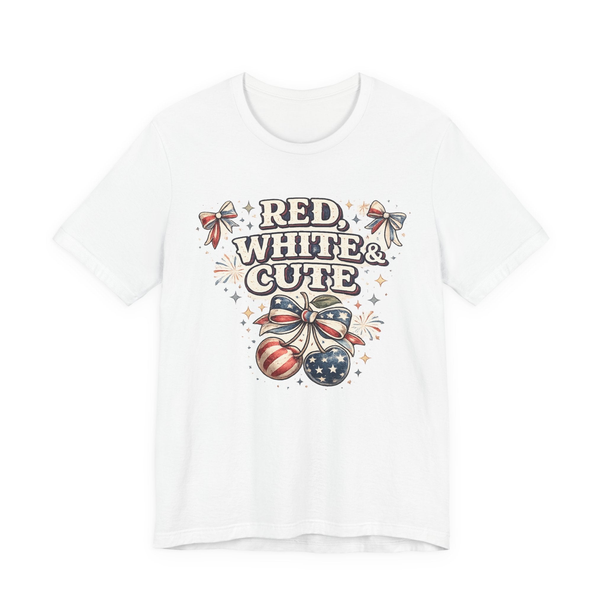 Patriotic "Red, White & Cute" Tee — 4th of July American Flag Graphic Shirt