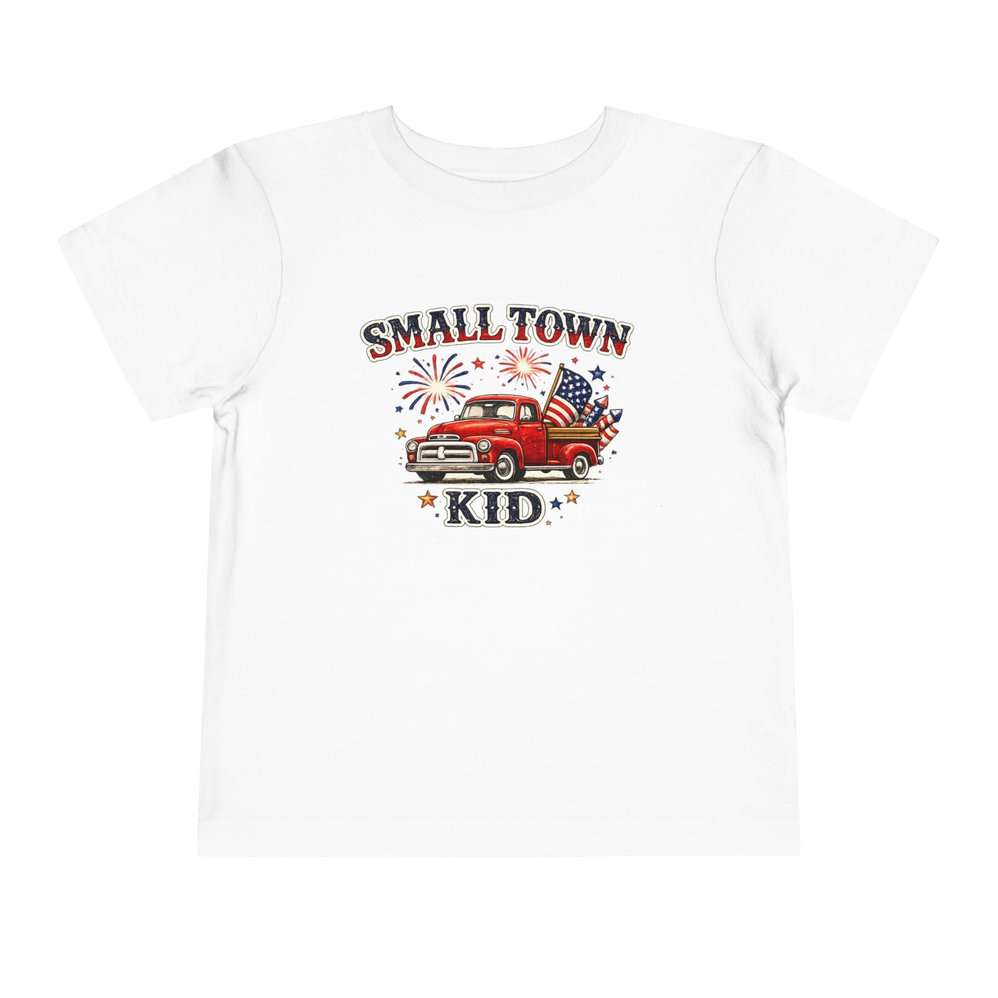 Small Town Kid Toddler Tee — Patriotic Vintage Truck Fourth of July Shirt