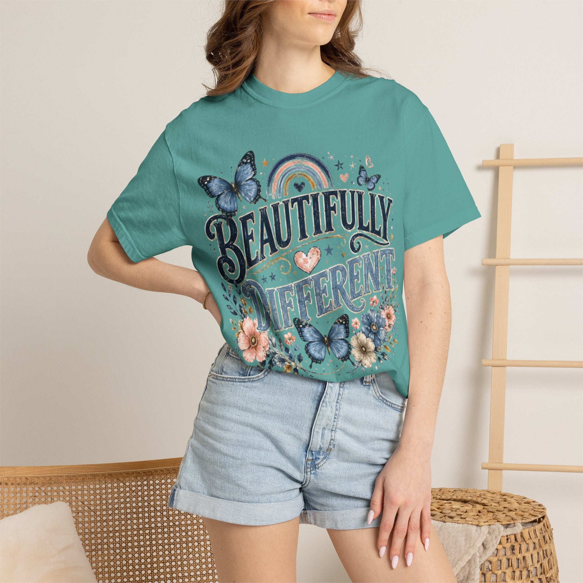 Beautifully Different T-Shirt — Floral Butterfly Inspirational Tee