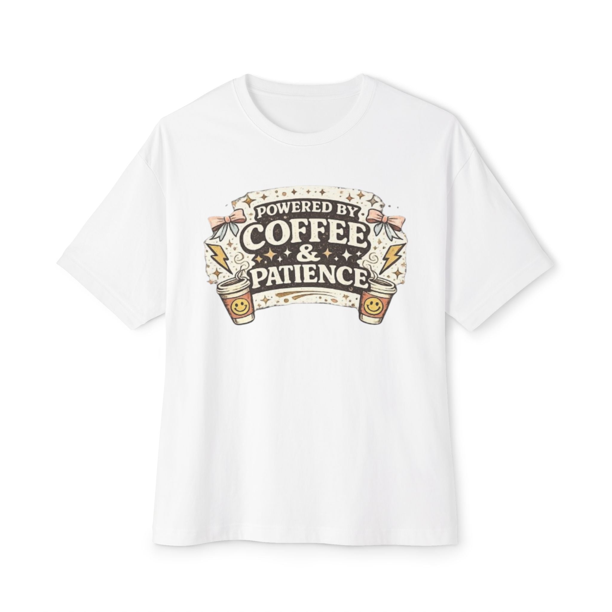 Powered by Coffee & Patience T‑Shirt — Funny Coffee Lover Tee