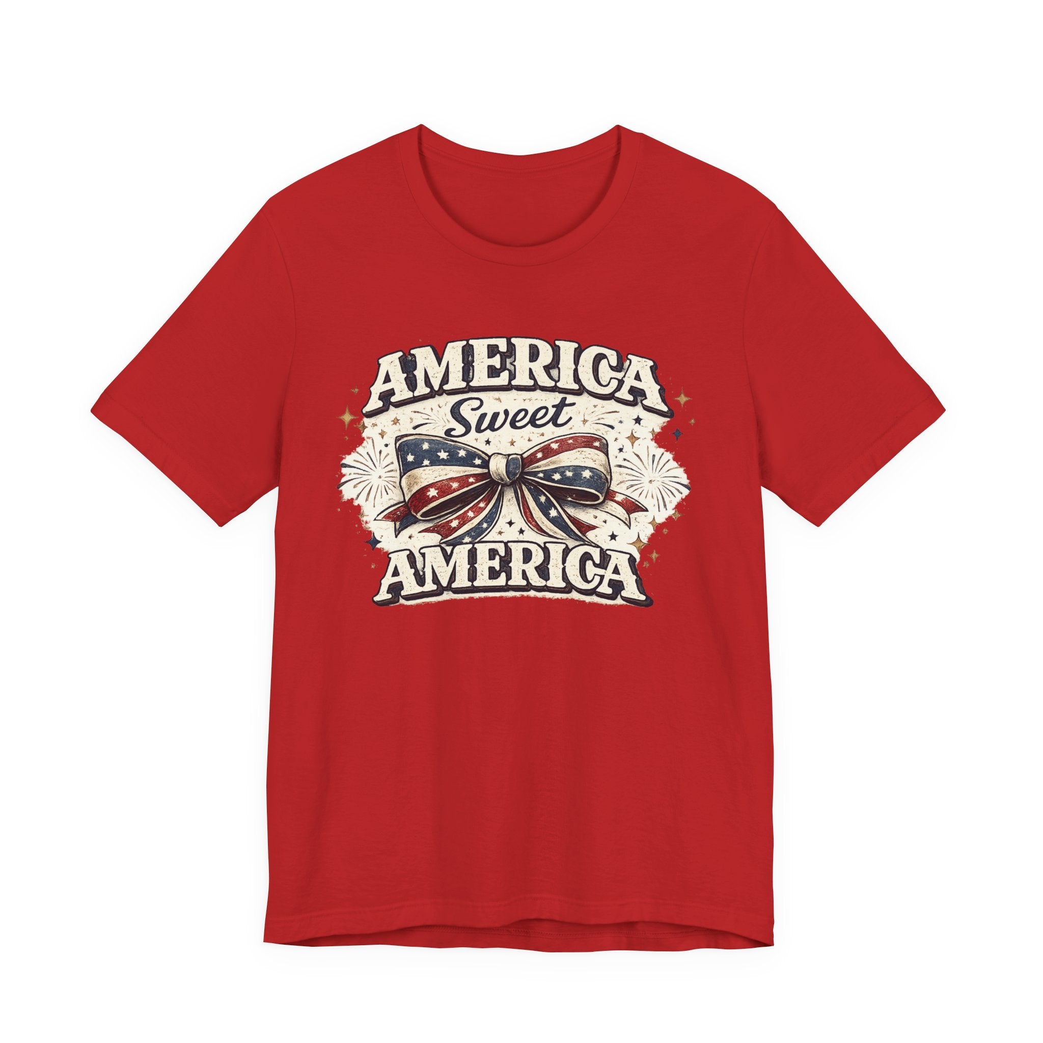America Sweet America T-Shirt — Patriotic Fourth of July Tee with Flag Bow