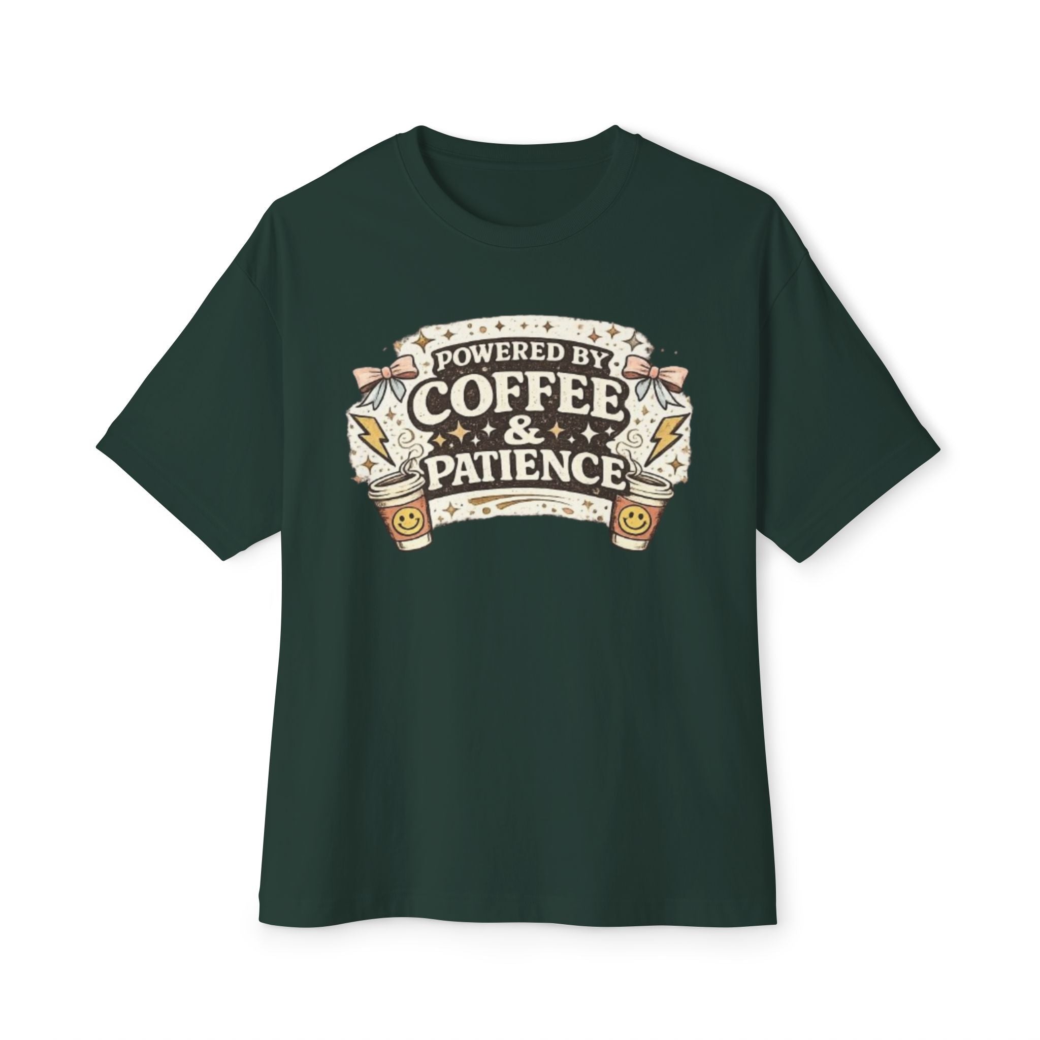 Powered by Coffee & Patience T‑Shirt — Funny Coffee Lover Tee