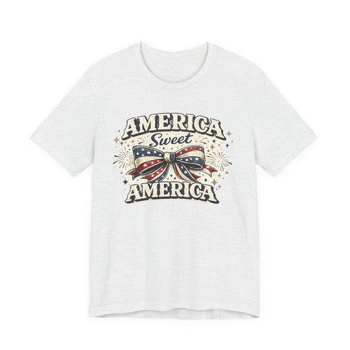 America Sweet America T-Shirt — Patriotic Fourth of July Tee with Flag Bow