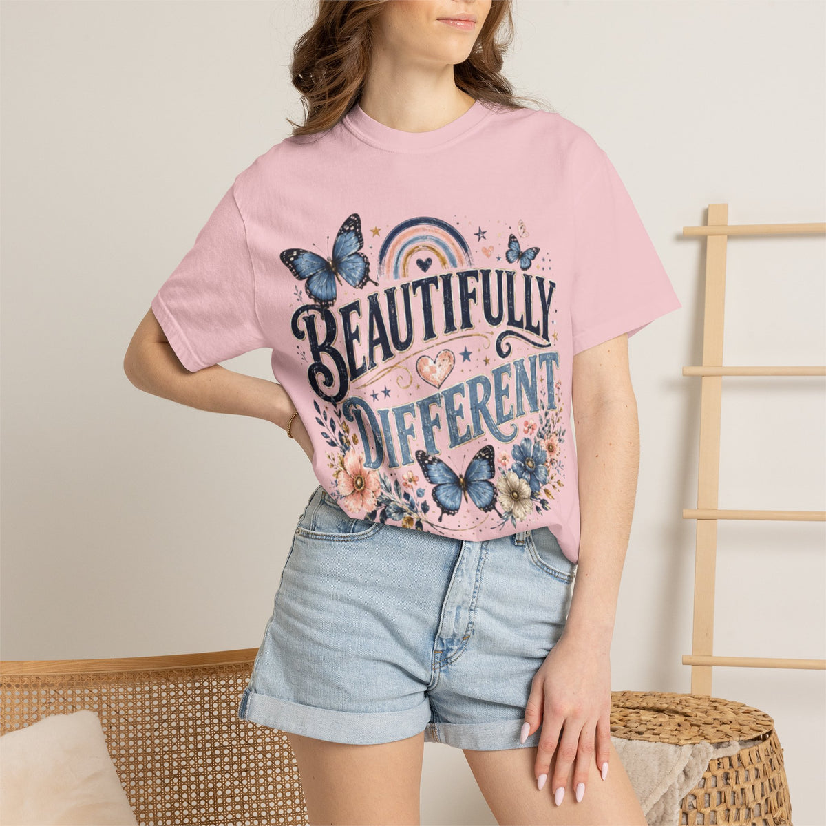 Beautifully Different T-Shirt — Floral Butterfly Inspirational Tee